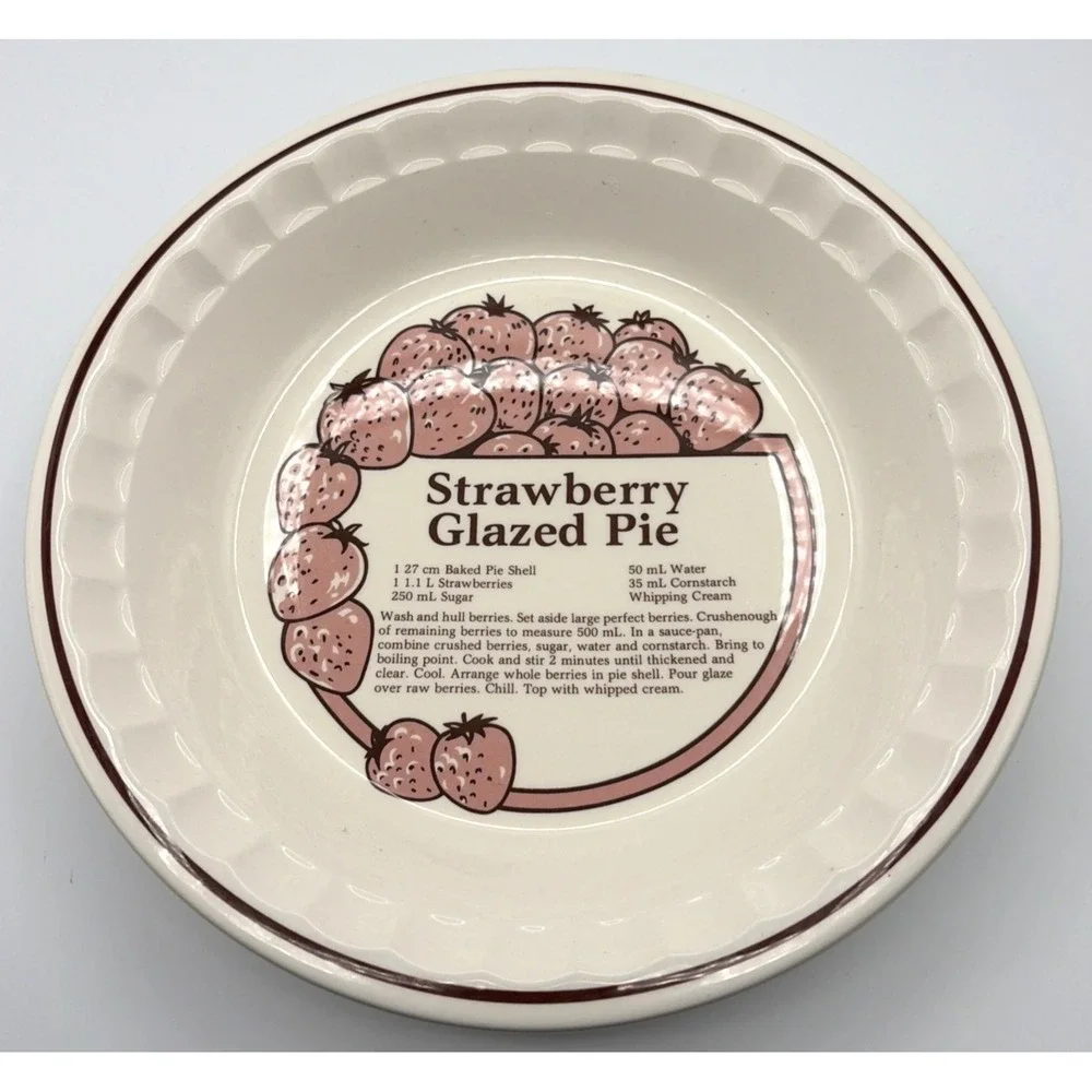 Strawberry Glazed Pie Recipe Pie Plate Ceramic C. E. Springer 10.5 